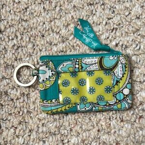 Vera Bradley “Peacock” Floral Pattern Card holder with Key Ring